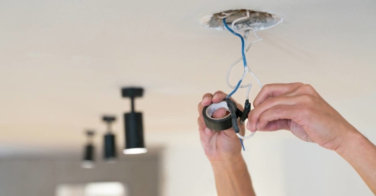 installing lights at a house